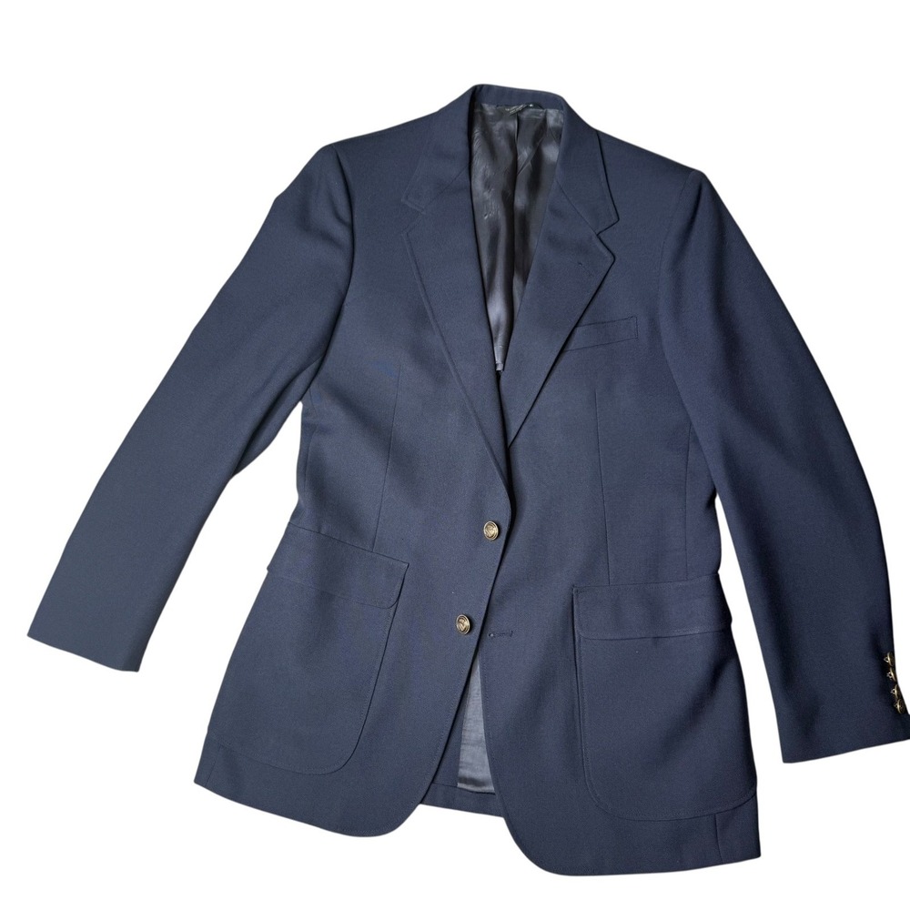 Vintage Bert‎ Pulitzer Blazer Sport Coat Tailored USA Gold Buttons Blue Mens